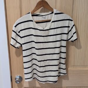 Madewell Black and Cream Striped Tee